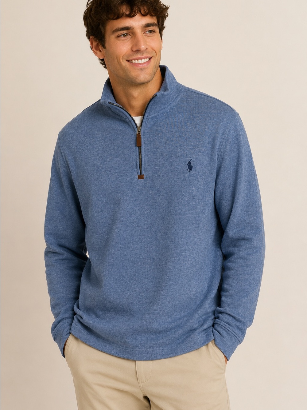 Ralph Lauren Dusty Blue Quarter-Zip Pullover